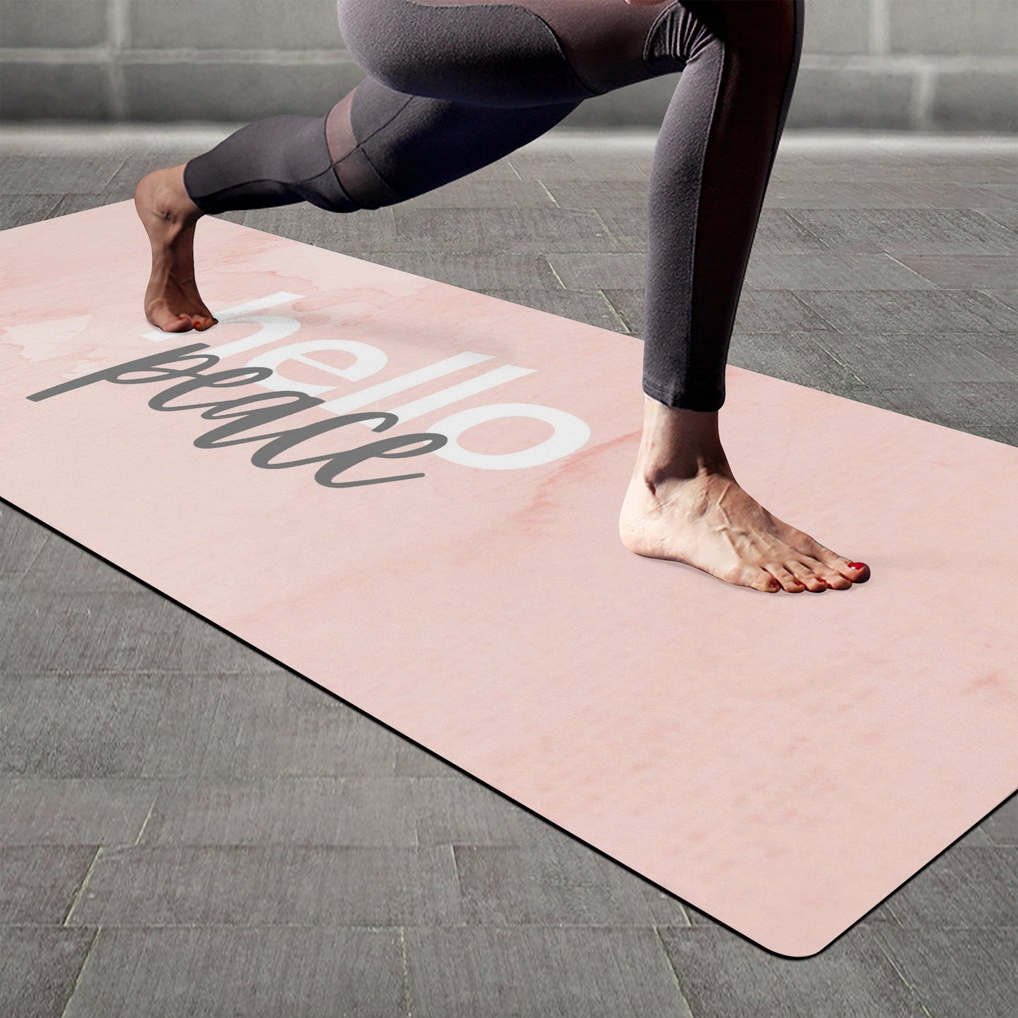 Uniquely You Yoga Mat, Hello Peace Peach Marble